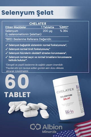 Chelatex Selenyum İçeren Şelat 60 Bitkisel Tablet