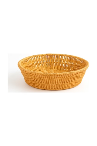 Yuvarlak Örgü Hasır Ekmek & Servis Sepeti 25 Cm Bej