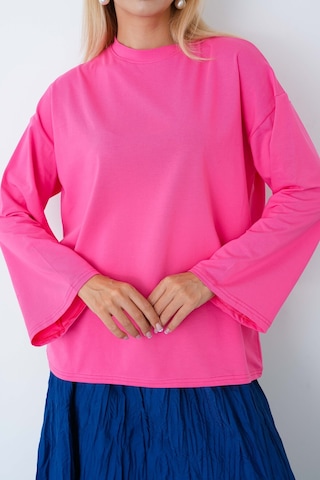 Herkesemoda Kadın Tesettüre Uygun Geniş Kollu Body Pembe