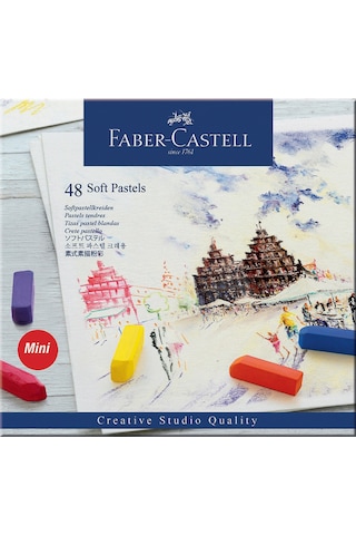 Faber-Castell Creative Studio Mini Toz Pastel Boya (SOFT), 48 Renk, Yarım Boy, Parlak Ve Yoğun Renkler
