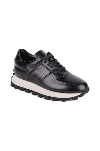 Shoetyle - Siyah Hakiki Açma Deri Bağcıklı Erkek Sneaker 115-k556-1320 Siyah