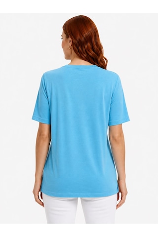 Neden Tekstil Kadın V Yaka Mavi Regular T-shirt