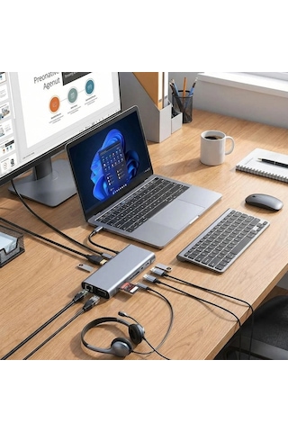 8in1 Type-c Çoklayıcı Hub Hdmı 4k Usb 3.0 Sd Tf Kart Rj45 Ethernet Dönüştürücü Adaptör 5047 Belirtilmemiş