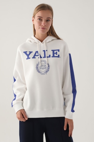 Yale Krem Baskılı Kapüşonlu Kadın Sweatshirt 5274-41167 Krem