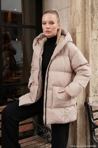 Lela Oversize Fit Kapüşonlu Şişme Bayan Mont 640Y047 Taş