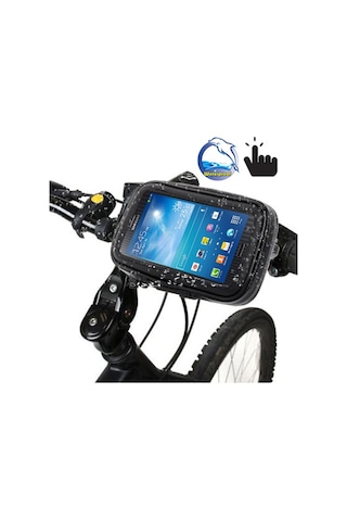 Bisiklet Gidon Montaj Tutucu Su Geçirmez / Kum Geçirmez / Kar Geçirmez / Kir Geçirmez Fermuarlı Dokunmatik Çanta, Galaxy Note Iıı / N9000 Ve Mega 6.3 / İ9200 Siyah İçin Uygun Siyah