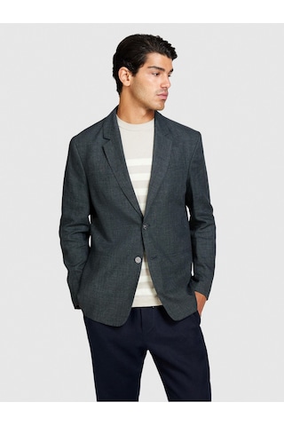 Sisley Keten Karışımlı İki Düğmeli Biye Cep Detaylı Ceket Erkek Siyah Mix Ceket - 324p234xsw01v