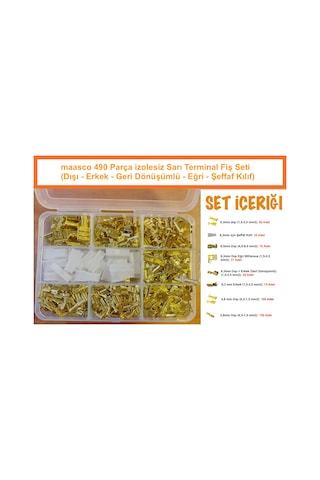 Maasco 490 Parça Sarı İzolesiz Terminal Dışı Ve Erkek Seti
