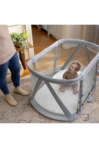 Ingenuity 3'ü 1 Arada Uyku Çözümü - Taşınabilir Beşik, Oyun Parkı ve Gölgelik Çok Fonksiyonlu Gri
