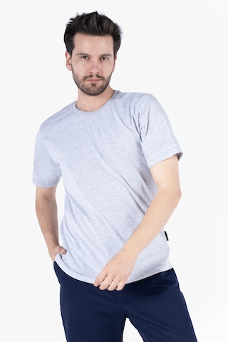 T-shirt Bisiklet Yakalı İş Tişörtü Gri Melanj