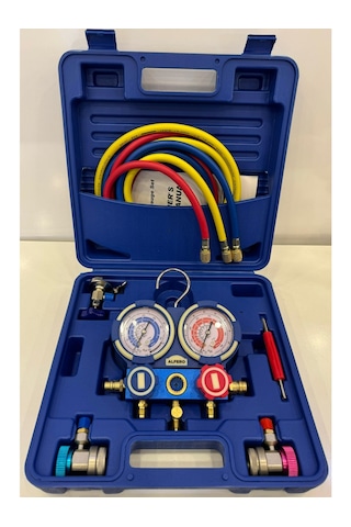 2 Valfli Manifold Gösterge Kiti 1.5m Hortumlu Çantalı R134 A R22 R404 A R410 A Gaz
