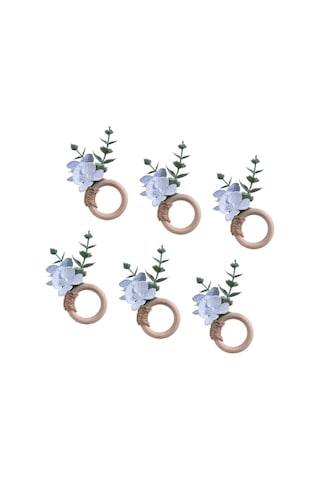 Homyl 6x Peçete Halkaları Parti Çiçekli Mutfak Festivali Tokaları Mavi