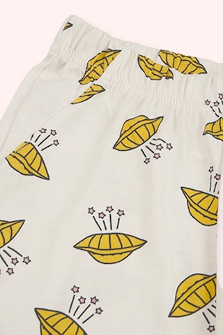 Panço Erkek Çocuk Desenli Şortlu Bej Pijama Takımı Krem
