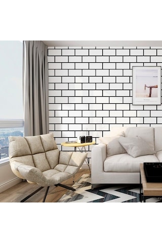 6 Adet 60x30cm Beyaz Tuğla Desen Yapışkanlı Karavan Prefabrik Banyo Wc Duvar Paneli Shiny-19