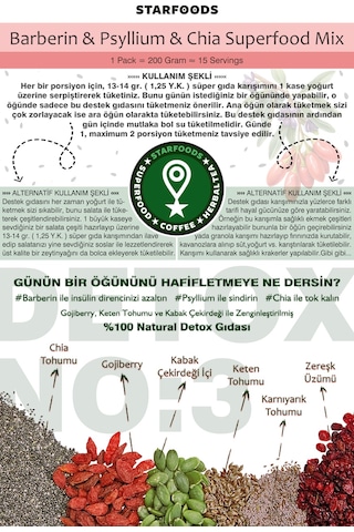 Barberin & Psyllium & Chia Superfood Mix No: 3 Food Destek Gıdası Chia Tohumu Diğer