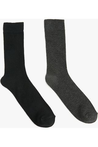 Koton Basic 2'li Soket Çorap Seti Çok Renkli Antrasit 4wam80406aa 4WAM80406AA931 Antrasit
