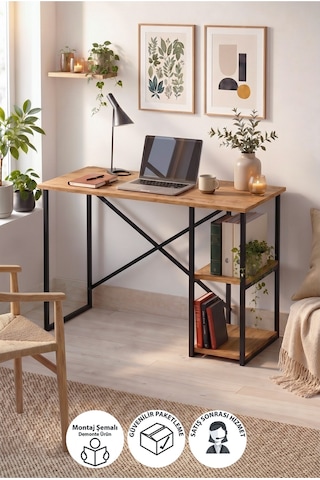 110x50 Cm 2 Raflı Çalışma Masası Bilgisayar Masası Ofis Masası Ders Masası Ümit Çam