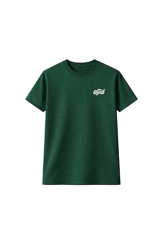 Unisex Bisiklet Yaka Original Yazılı Pamuklu Rahat Kalıp Baskılı Oversize T-shirt Yeşil