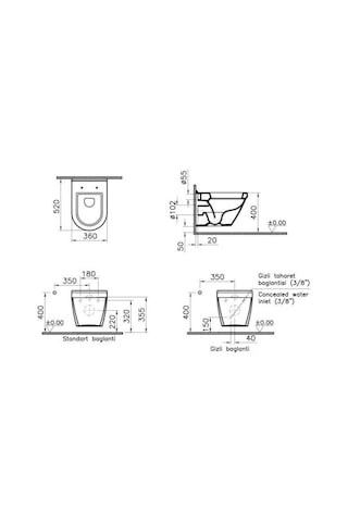 VitrA S50 Kanallı Asma Klozet+Kapak+VitrA Gömme Rezervuar Set
