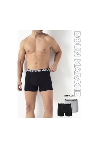 Boun Marche Erkek Boxer Likralı Premıum 6'lı Kutu Shelby Siyah - Gri