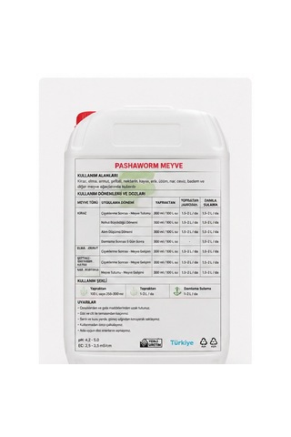 Pashaworm Meyve Konsantre Sıvı Gübre 20 L Meyve Ağaçları İçin
