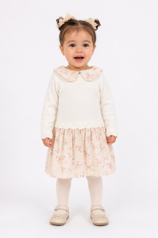 Babyhola Kız Bebek Çiçek Desenli Müslin Triko Takımı 3028 Ekru