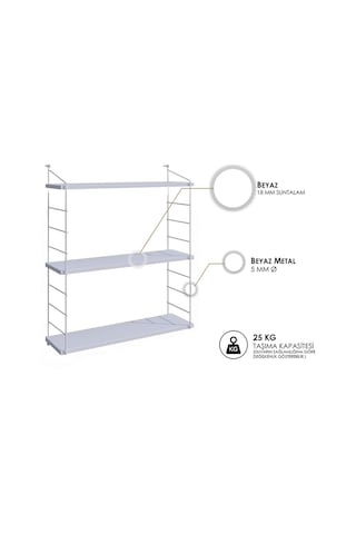 Decormet Armoni Raf Seti 3 Raflı 200 720 Metal Beyaz+ahşap Beyaz - Ahşap