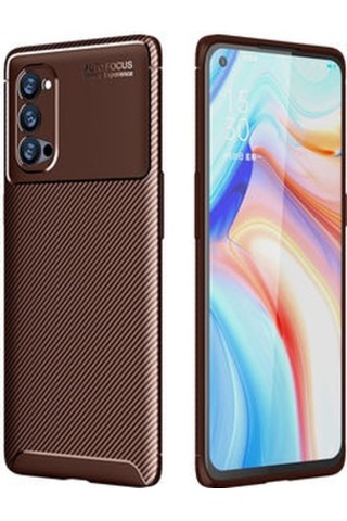 Oppo Reno 4 Pro 5g Kılıf Karbon Desenli Esnek Yüksek Kaliteli Meteryalden Üretilmiş Silikon Kapak Ryc/negro Kahverengi