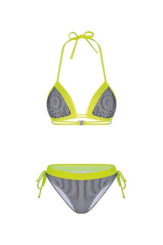 Bonesta Lanao Üçgen Neon Sarı Çizgili Bikini Takımı