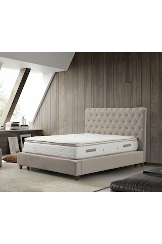 160x200 Deluxe Baza+başlık+yatak Bej