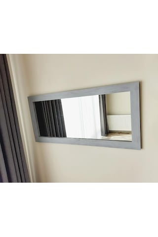 Dfn Wood Masif Ahşap Dikdörtgen Gri Dekoratif Duvar Salon Ofis Boy Aynası 120x50 Cm Çok Renkli