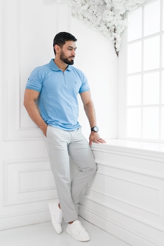 Paul Martin Fermuarlı Polo Yaka Regular Fit T-Shirt Buz Mavisi