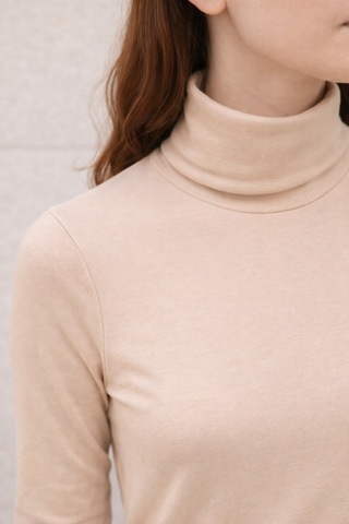 Ivoire Wear Kadın Balıkçı Yaka Uzun Kollu Viskon Body Bej