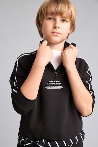 Defacto Oversıze Uzun Kollu Dik Yaka Pamuklu Baskılı Siyah Sweatshirt Erkek Çocuk H9606a826aubk81 Siyah-bk81