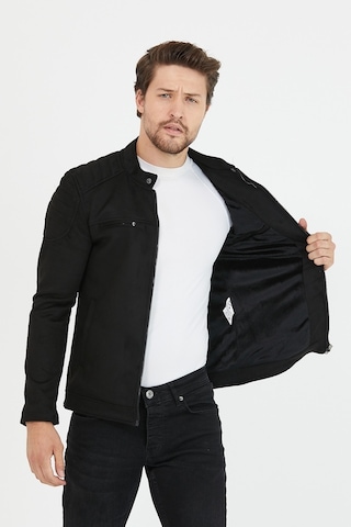 Erkek Siyah Dar Kesim Süet Ceket Mont-Siyah