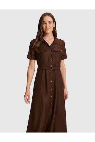 Pierre Cardin Kahverengi Regular Fit Dokuma Elbise 50321289 Vr029