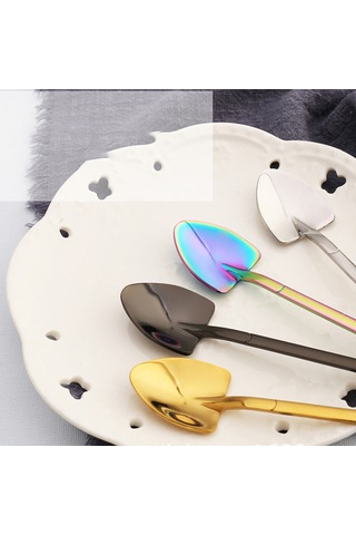 Kosona 304 Paslanmaz Çelik Dondurma Kasa Spoon, Ev/parti İçin Kreatif Çekirdekli, 12cm, El Yeme/çay Karıştırma Uygun, Titanium Rengi Diğer
