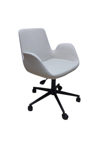 Büro Koltuğu Ofis Sandalyesi Pembe Renk Keten Kumaş Metal Ayaklı