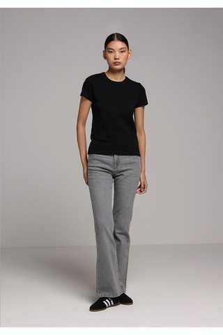 Colins Slim Fit Yuvarlak Yaka Düz Kadın Siyah Kısa Kol Tişört Cl1068567 Q1.v2 Blk Siyah