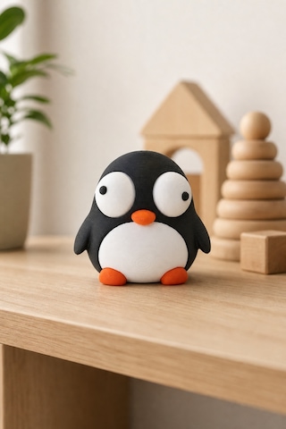 Yasuah Hareketli Gözlü Penguen Figürü