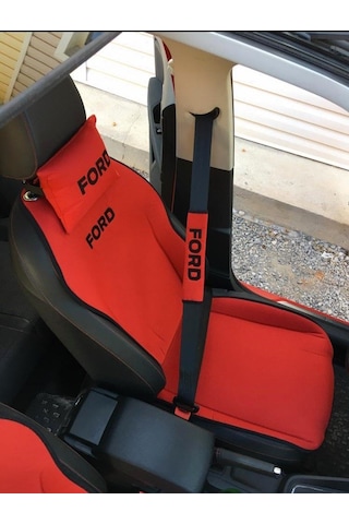 Ford Nakışlı Ön İkili Oto Koltuk Minderi 2 Adet Boyun Yastığı 2 A