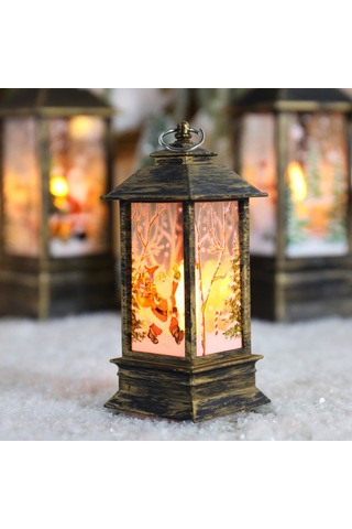 Tenfowee Küçük Boy Bronz Noel Baba Desenli Plastik Led Gece Lambası - Masaüstü Noel Dekorasyonu - Ag13 Pil Dahil Diğer