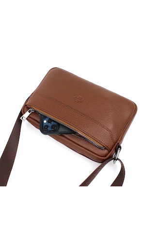 Unisex Taba Orta Boy Askılı Postacı Omuz Çantası Taba