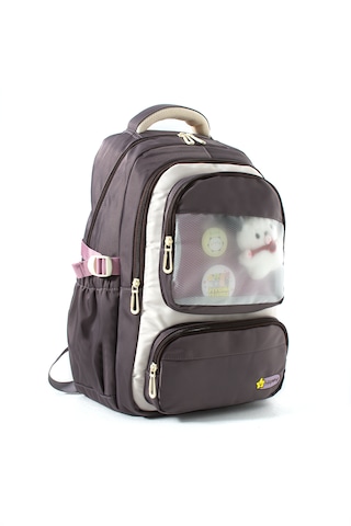 Ventis Qualty Okul Çantası Su Geçirmez Klinkır Kumaş Unisex Sırt Çantası Model 1g Açik Vizon