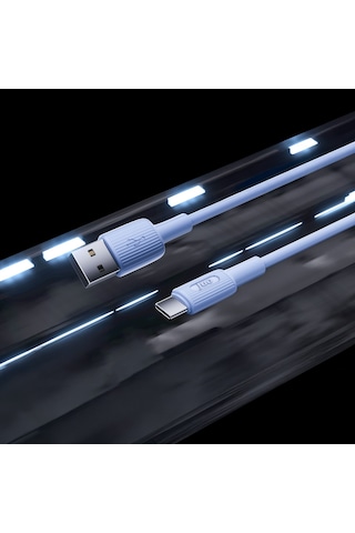 Juo JCBS121 12w Usb-a To Type-c Silikon Hızlı Şarj Ve Data Kablosu Mavi 1 Metre