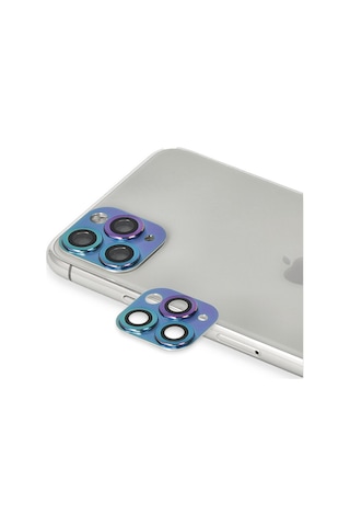 Newface Apple iPhone Uyumlu 11 Pro Max Pers Alüminyum Kamera Lens Semeglbl - 12 - Rainbow -