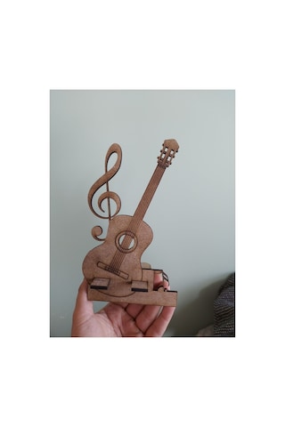 Ahşap Gitar Ve Nota Temalı Masaüstü Telefon Tutucu