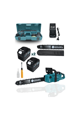 Dj16 Mavi Şarjlı Ağaç Odun Kesme Motoru Zincirli Testere 21v 4 Amper 20 Pilli Kömürsüz