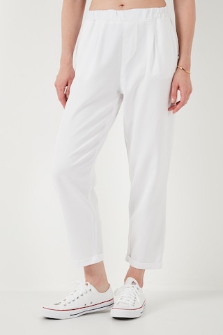 Lela Slim Fit Normal Bel Boru Paça Bayan Pantolon 668Yp5372 Beyaz
