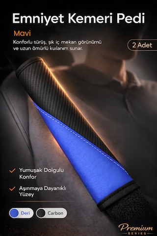 Emniyet Kemeri Kılıfı 2 Adet Deri Carbon Yumuşak Dolgulu Boyun Konfor Emniyet Kemer Pedi - Kmrx3